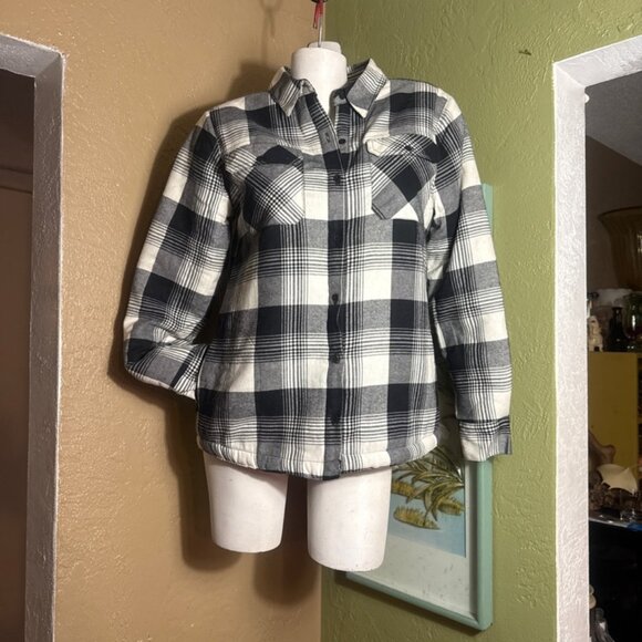 Wrangler ATG Sherpa Lined Plaid Flannel Shacket Jacket Men's Medium - Picture 1 of 4